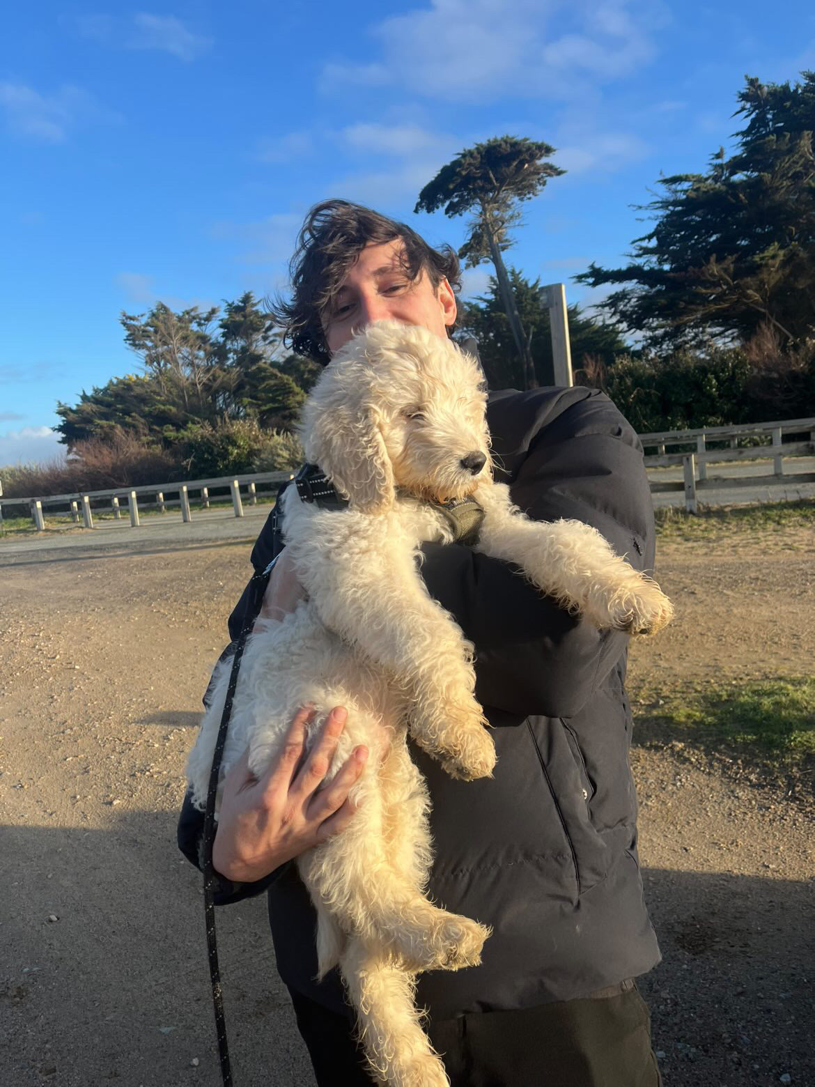 Le fondateur de Papattes et Mâchoires et son Goldendoodle Ipouns, engagés pour le bien-être des chiens à travers une mastication saine.